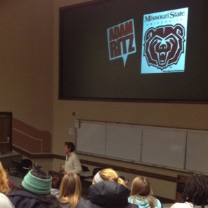 Adam broadcasting at Missouri State University