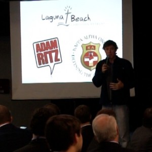 Adam broadcasting at Laguna Beach Christian Retreat with Kappa Alpha Order