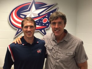 Coach Chris Clark with the NHL Blue Jackets