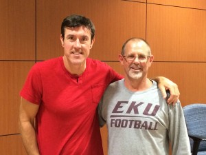 EKU head football coach Dean Hood with Adam Ritz